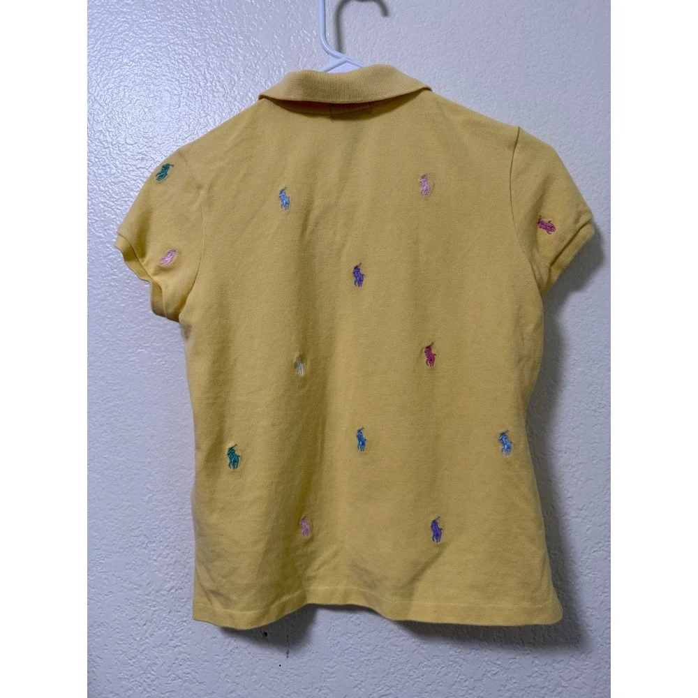 Polo Ralph Lauren Kids Yellow Multi All Over Pony Embroidered Polo Shirt L 12-14